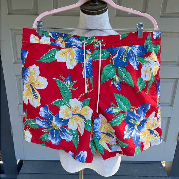 Ralph Lauren Other - Ralph Lauren Red Floral Drawstring Swim Trunks